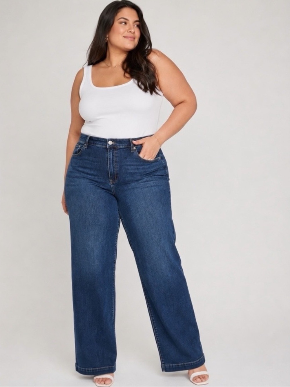 Torrid High Rise Wide Leg Jeans Vintage Stretch Dark Blue 2025 Size 24 Short